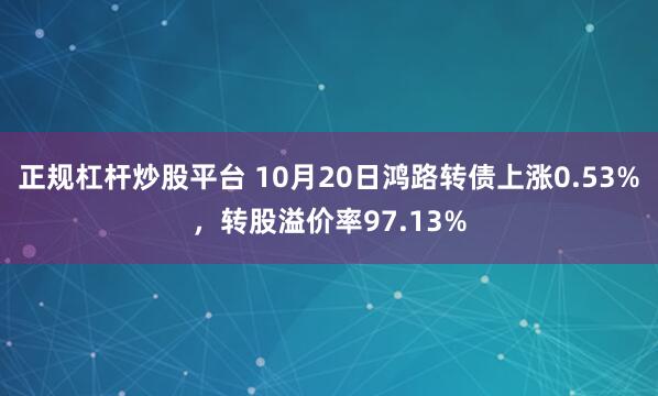 正规杠杆炒股平台 10月20日鸿路转债上涨0.53%，转股溢价率97.13%