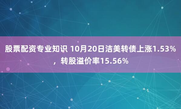 股票配资专业知识 10月20日洁美转债上涨1.53%，转股溢价率15.56%